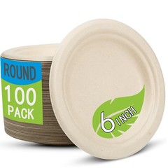6 Inch Small Paper Plates Disposable – Biodegradable Compostable Appetizer Pl…