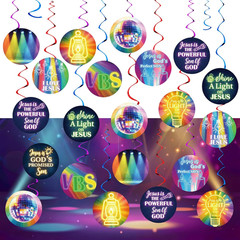 30 Pcs VBS 2026 Swirl Decorations Bright Illumination Themed Spiral Hanging Deco