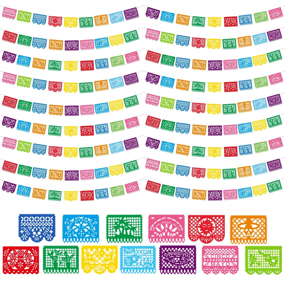 18 Pack Mexican Party Banner, 324FT Cinco De Mayo Decorations, 3 Styles Color…