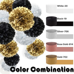 Black Crepe Paper Streamers 4 Rolls 328 Ft Pack of Black Crepe Paper for Graduat