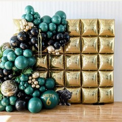 Gold Silver Square Foil Balloon Wall,25Pcs Double Sided Balloons Backdrop Hel…