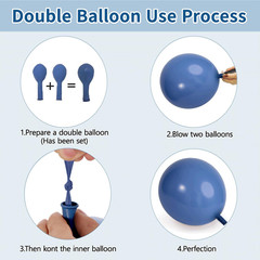 Dusty Blue Balloons Arch Kit, Double Stuffed Dark Blue Balloons Denim Light Past