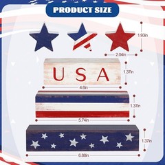 Sturdy Patriotic Table Block Decorations & Stars – Perfect for July Celebrations