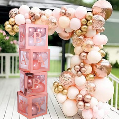 82PCS Rose Gold Baby Boxes with Letters for Baby Shower Decorations Rose Pink