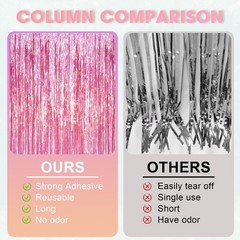 Voircoloria 2 Pack Laser Pink Tinsel 39.4″W x 78.7″L (Pack of 2),