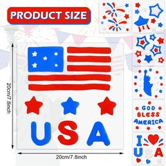 7 Sheets Patriotic Window Gel Clings American Flag Stars I Love USA Window Jelly