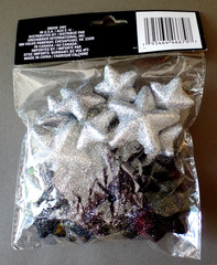 New 20 Piece Black & Silver Glitter FOAM SCATTER STARS Greenbrier International