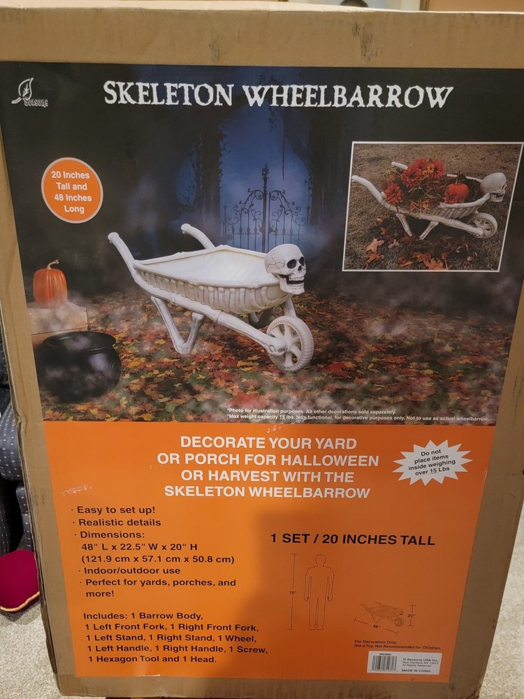 48 3/4″ Skeleton Wheelbarrow Halloween Decoration – Morris Costumes