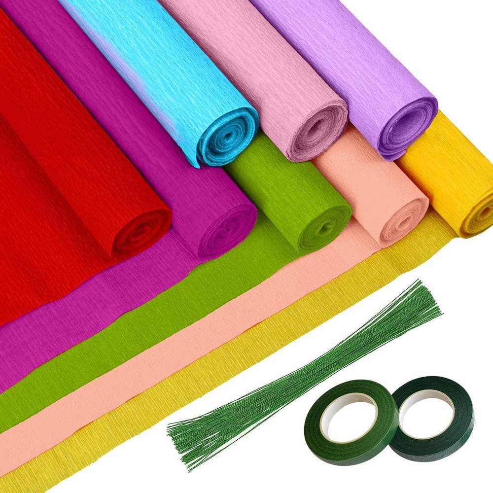 Crepe Paper 8 Rolls Wide Crepe Paper Streamers 10 Inch x 8 Feet Artificial Flora