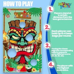 Hawaii Luau Party Toss Game Set Banner with 4 Bean Bags Summer Tiki Luau Party