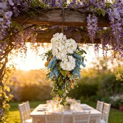 Minimalist Floral Wreath White Hydrangea 60 35cm for Festive Home Decor