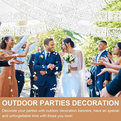 6 Pack White Papel Picado Banner, 90Ft Plastic Mexican Party Wedding Decoration