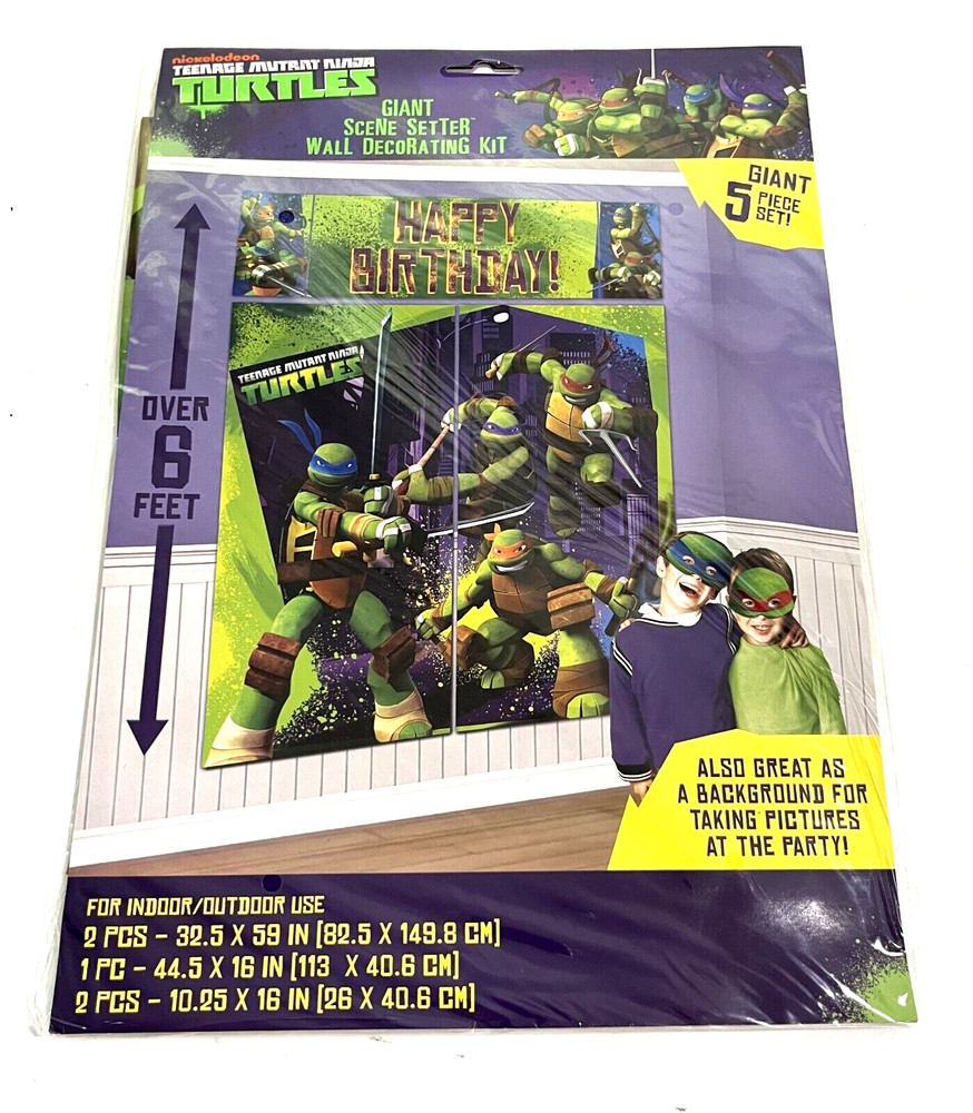 TEENAGE MUTANT NINJA TURTLES Wall Decor Scene Setter Birthday Party Kit NEW