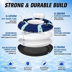 River Tube, 53» River Float Tube with Premium Canvas Cover, Comfortable Back…