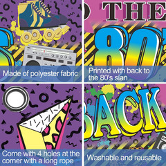 80S Party Decorations Back to the 80S Banner Backdrop, 1980S Hip Hop Graffiti…