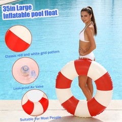 4Pcs Large Inflatable Pool Float for Adults 36 Inch Classic Striped Swim Rings