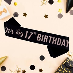 It’s My 17th Birthday Sash,17 Years Old Sash,Rose Gold Glitter 17th Birthday …
