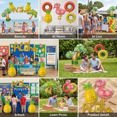 8 Pcs Aloha Summer Balloon Decorations Tropical Party Foil Balloons