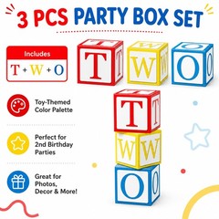 3 Pcs 2nd Balloon Set, Balloon Blocks 11.8 x 11.8 Inches Party Supplies Decor…