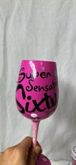 Top Shelf Pink 60th Birthday Wine Glass And Wine Stopper Set