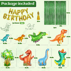 Dinosaur Birthday Party Decorations, 113Pcs Dinosaur Balloons Include Happy Birt