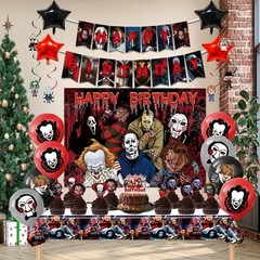 38 Pcs Horror Birthday Party Decorations Kit Halloween Theme