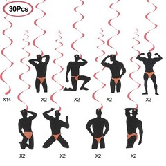 30Pcs Bachelorette Party Hanging Swirls Decorations Rose Gold Male Dancer Hen…