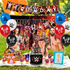 Exciting Wrestling Match Birthday Decor WWE Party Set Tableware Balloons Plates