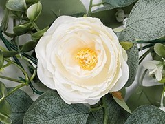 2 Pack 13Ft Artificial Eucalyptus Flower Garland with White Roses, Fake Rose