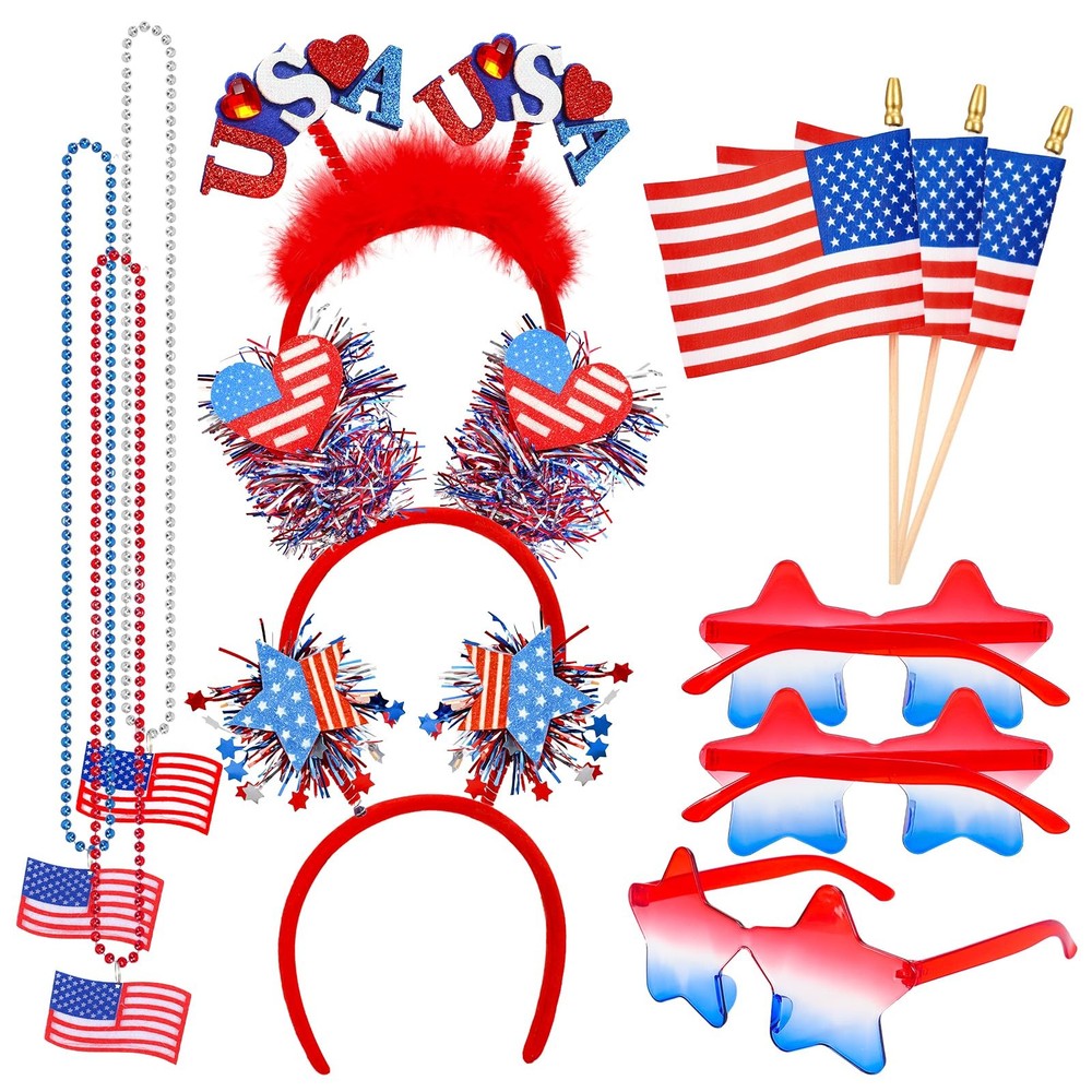 Patriotic Accessories Bulk Party Supplies 12 Pcs Star Sunglasses USA Headbands