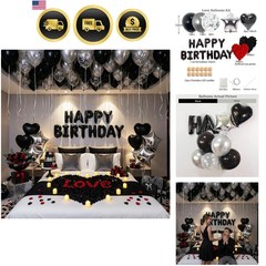 Candlelight Romantic Birthday Decorations: Black & Silver Theme for 73 PCS Setup