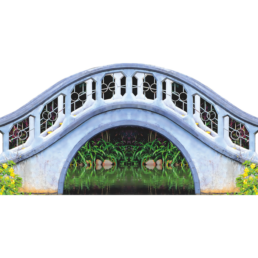 SP13311 Zen Garden Arch Bridge Bush Pond Water Prop Cardboard Cutout Standee Sta
