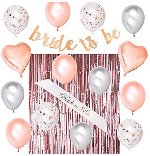 Party Decorations Bridal Shower / Bachelorette Sash Foil Curtain Balloons Banner