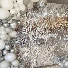 10 Pcs Silver Shimmer Wall Backdrop Panels Sequins for Birthday Party