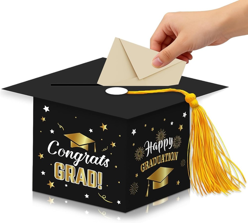 2026 Graduation Card Box with Tassel – Sturdy Cardboard Mortarboard Holder