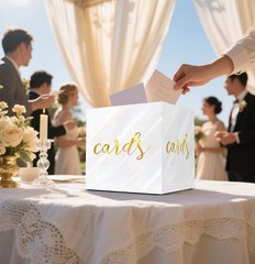 SietDESEO 9 Inch Black Graduation Card Box, White Gold Foil Gift Box