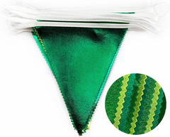 Gradient Green Party Decorations Metallic Fabric Ombre Green Triangle Pennant Ba
