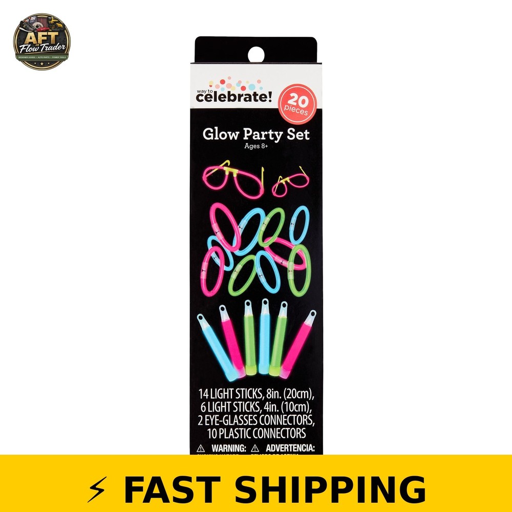 Way To Celebrate Multicolor Glow Party Set – 20 Pieces