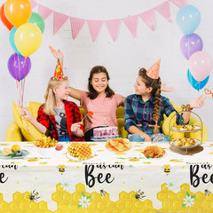 Bee Hive Theme PE Tablecloth Happy 1St Birthday Party Decorations Kids Kitchen D