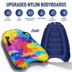 3 Pack Inflatable Surf Body Boards with Handles for Water Slides, Boogie Boar…