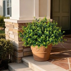 ALOXA 17 Inch Artificial Plants Outdoor Faux Shrubs 12 Bundles, Green