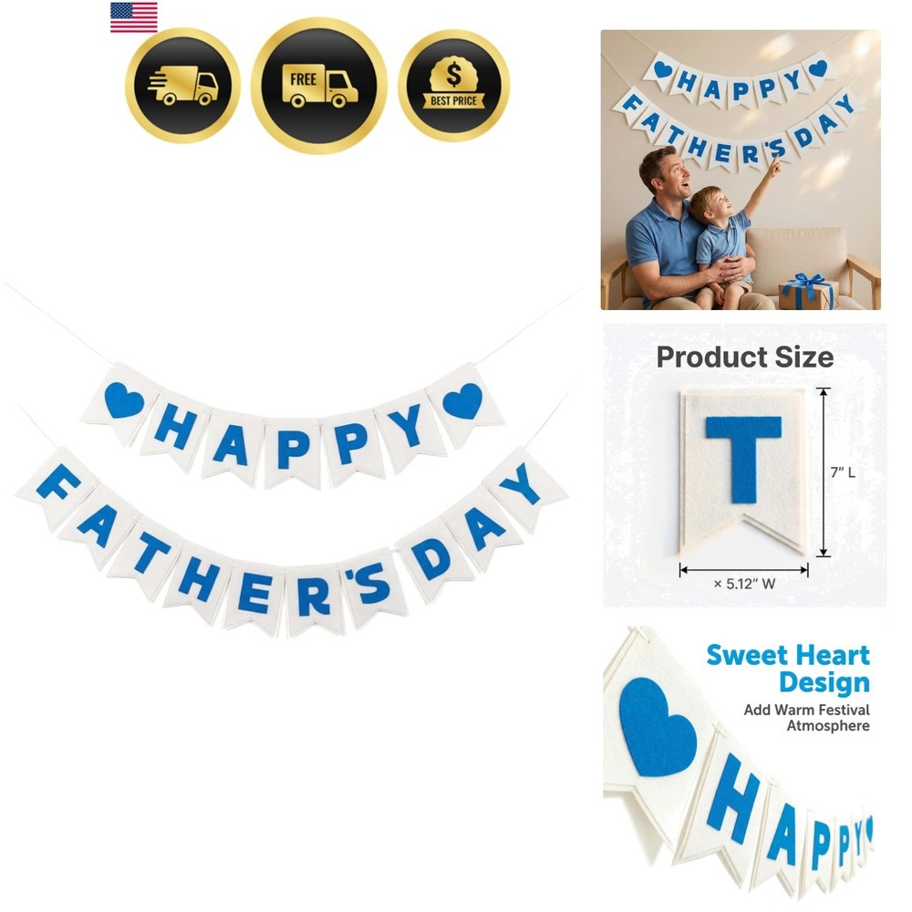 Lightweight Blue & White Father’s Day Banner – Perfect for Indoor & Outdoor Use