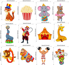 24 Pieces Carnival Cutouts Party Supplies, Circus Theme Birthday Party Favors Ci