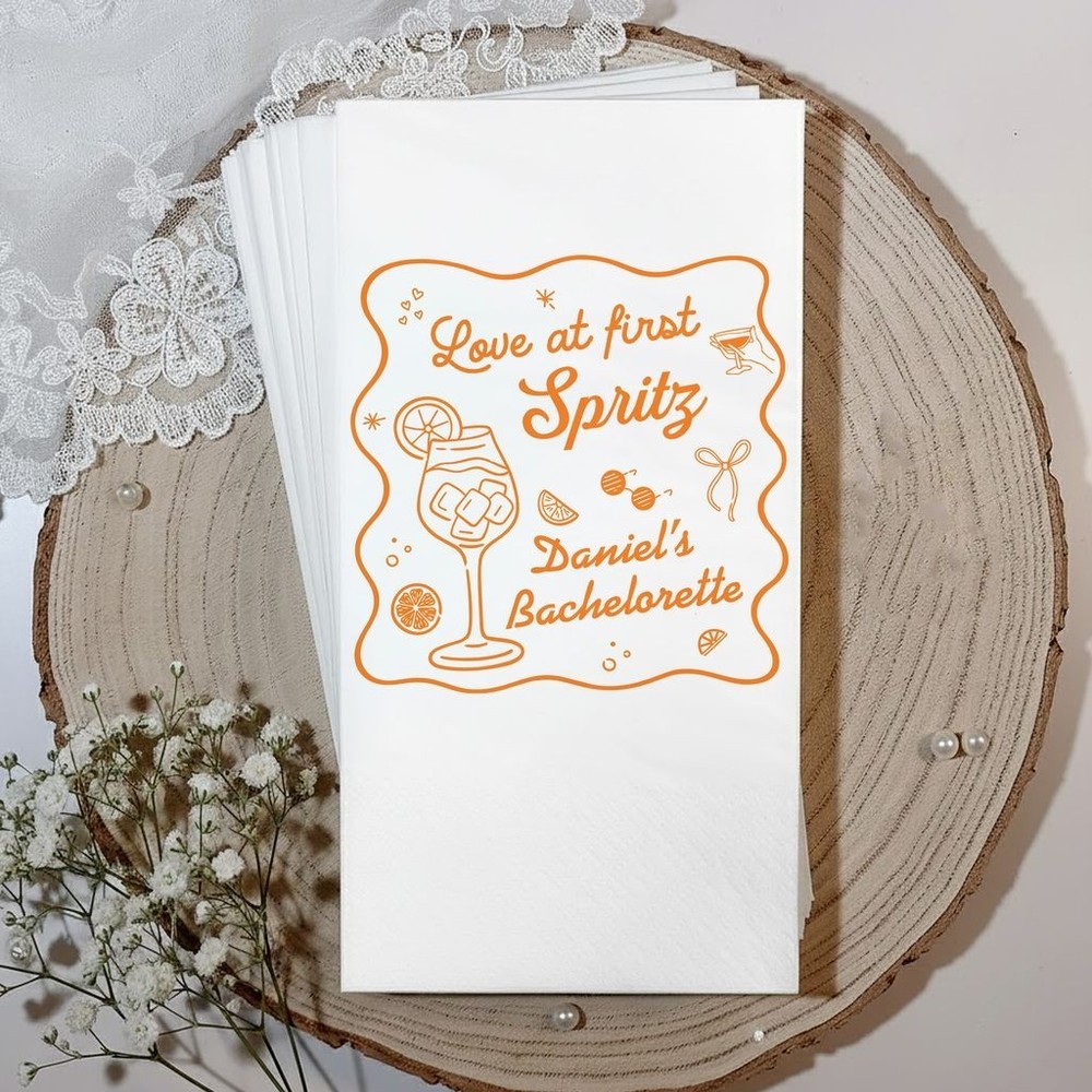 Personalized Spritz Bachelorette Napkins Bridal Shower Decor SATTNA0689
