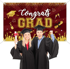 Maroon Gold Graduation Banner Backdrop Class of 2026 Graduation Party Decoration