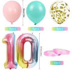 10th Gradient Color Balloons with Happy Banner and Party Supplies for Girls &…