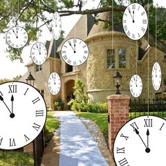 25 Pcs Princess Gray Party Decoration 11.81″ Midnight Clock Hanging Backgroun…