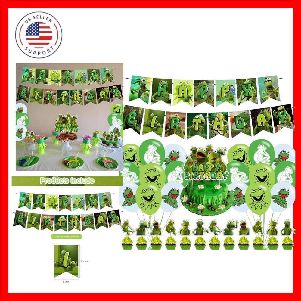 Frog Party Decorations,Kermit Frog Birthday Party Supplies Includes Banner- C…