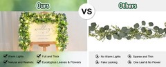 2Pcs Eucalyptus Garland with Lights, Greenery Garland, Green Garland with