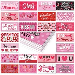 24 Designs Valentines Photo Booth Props Double Sided 11×5.5 Inch Red Pink Heart
